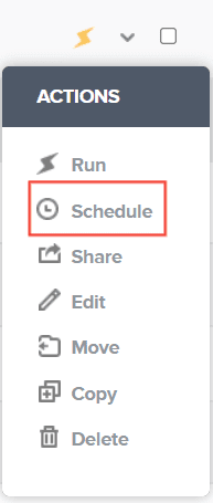 <i>Choosing schedule gives you a repeating, regular email due to the option of frequency.</i>